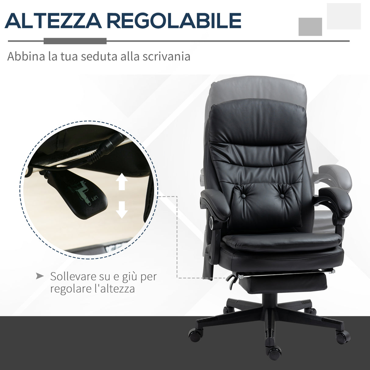 easycomfort easycomfort sedia da ufficio massaggiante in similpelle con presa usb 64x69x107 115cm nero