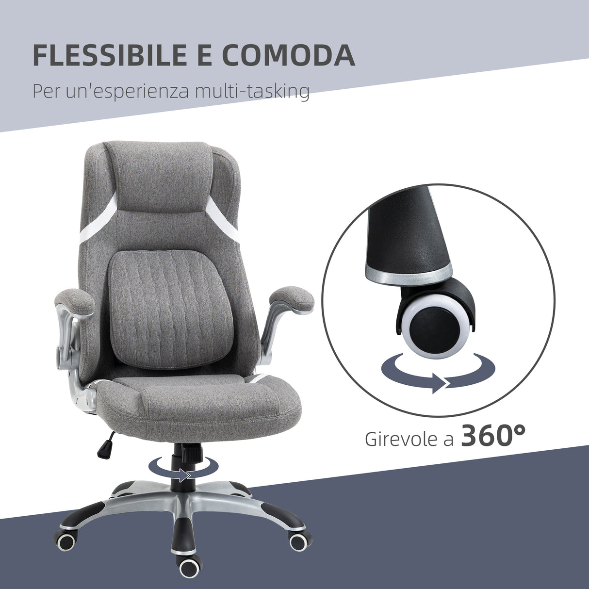 easycomfort easycomfort sedia da ufficio reclinabile in tessuto traspirante e acciaio con altezza regolabile 68x76x109 117 cm