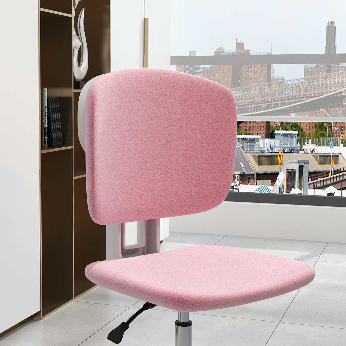 easycomfort easycomfort sedia ergonomica ad altezza regolabile in tessuto effetto lino con schienale ricurvo 48x53x80 90 cm rosa