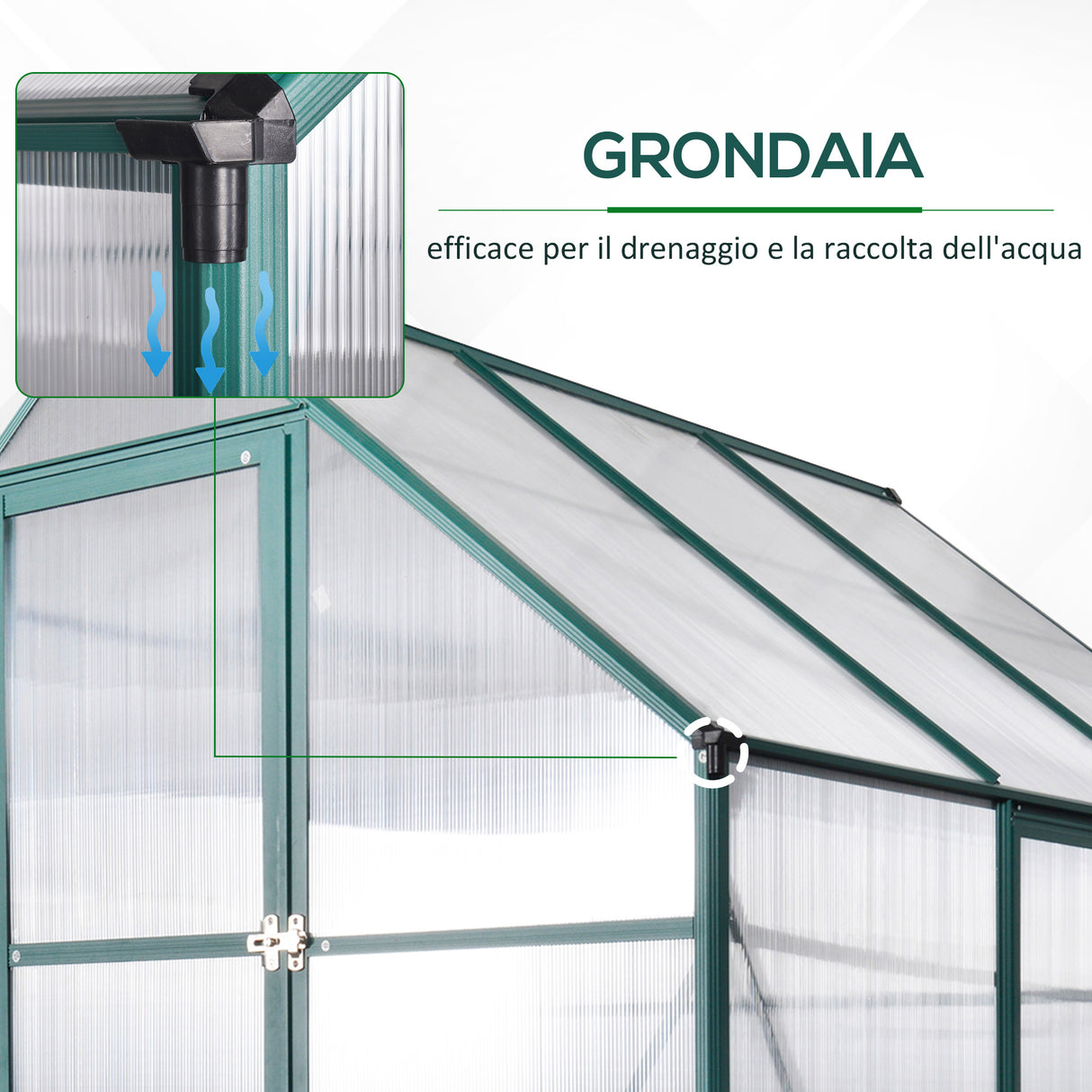 easycomfort easycomfort serra da giardino in policarbonato e alluminio con finestre e base inclusa 190x190x220 cm