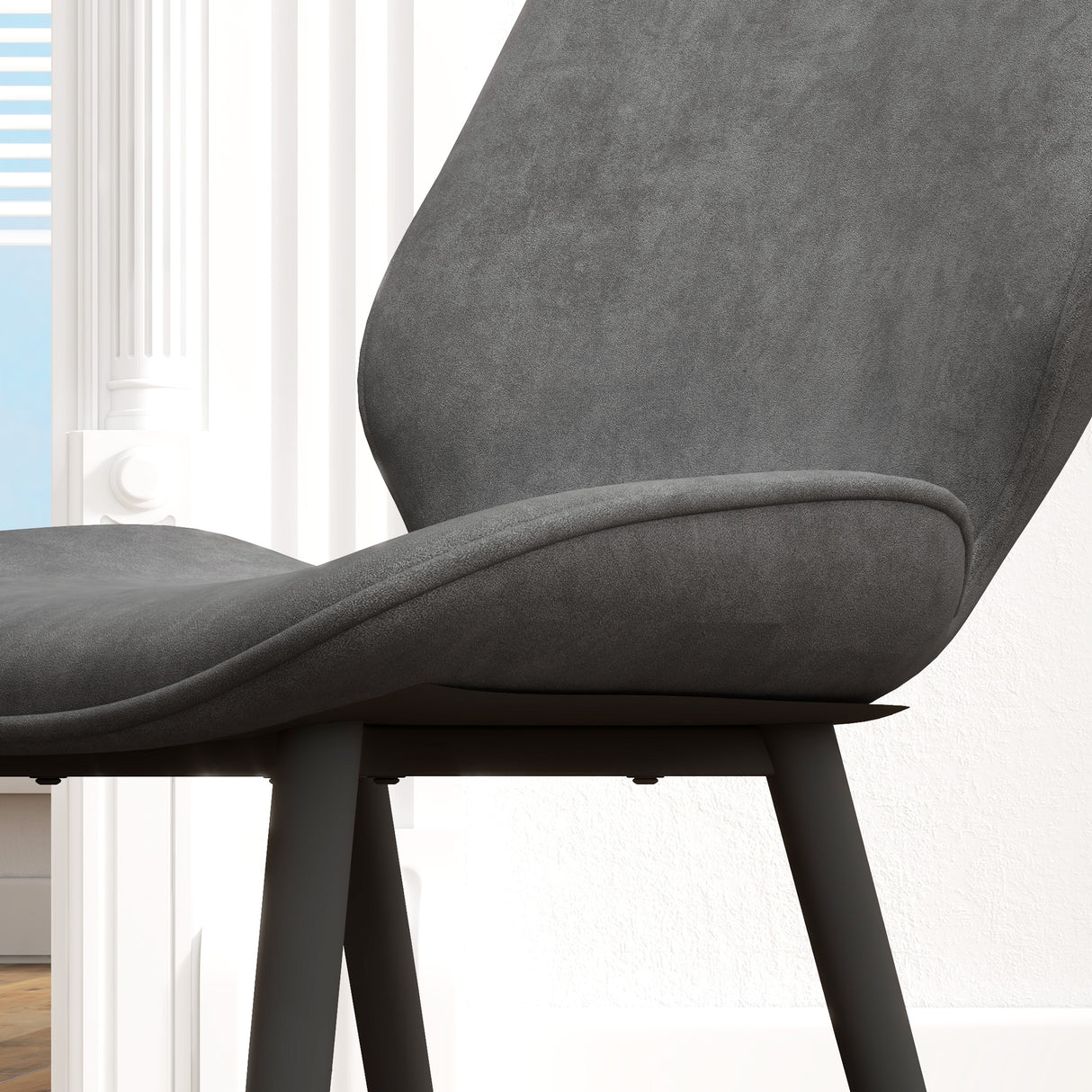 easycomfort easycomfort set 4 sedie da cucina in tessuto effetto velluto grigio con design salvaspazio 46x56x86 cm