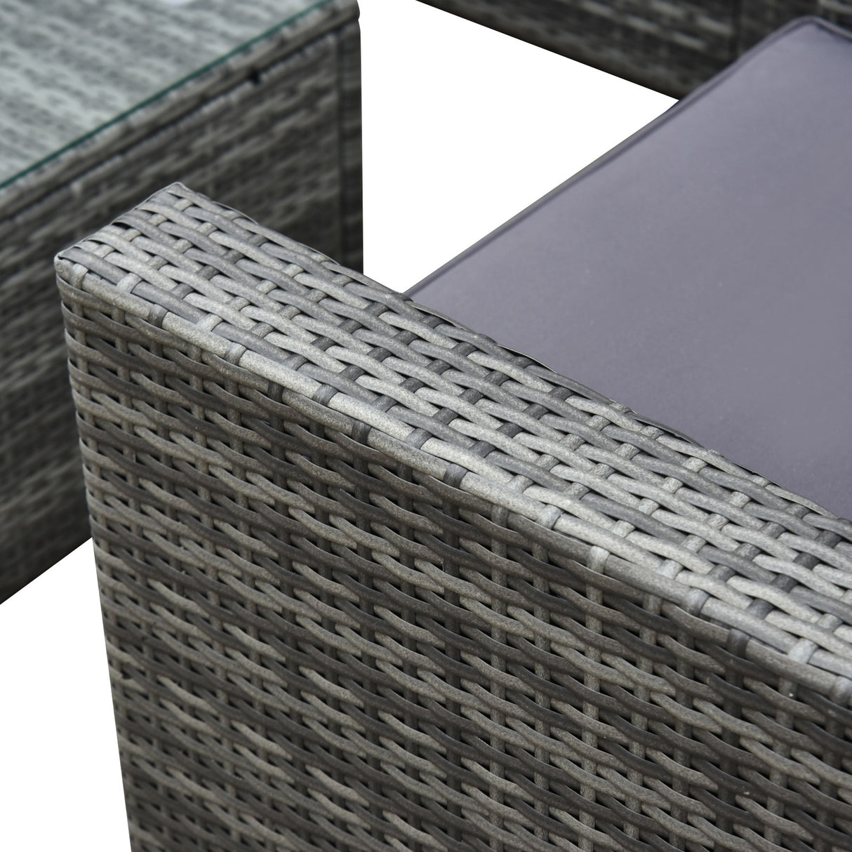 easycomfort easycomfort set da giardino 4 pezzi in rattan pe e acciaio con divano 2 poltrone e tavolino da caffe grigio