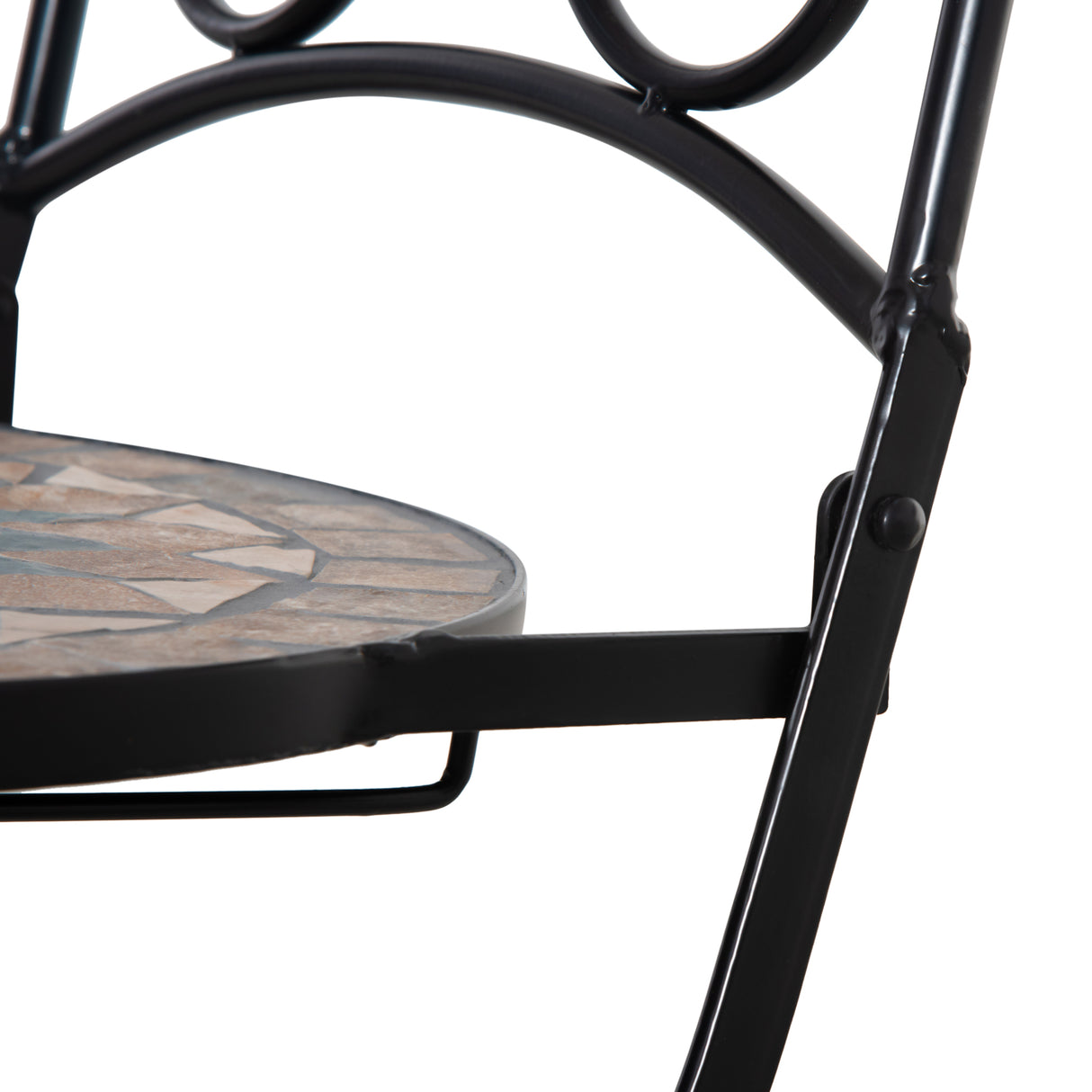 easycomfort easycomfort set mobili da giardino 3 pezzi con 2 sedie pieghevoli e tavolo da caffe in ceramica e metallo nero