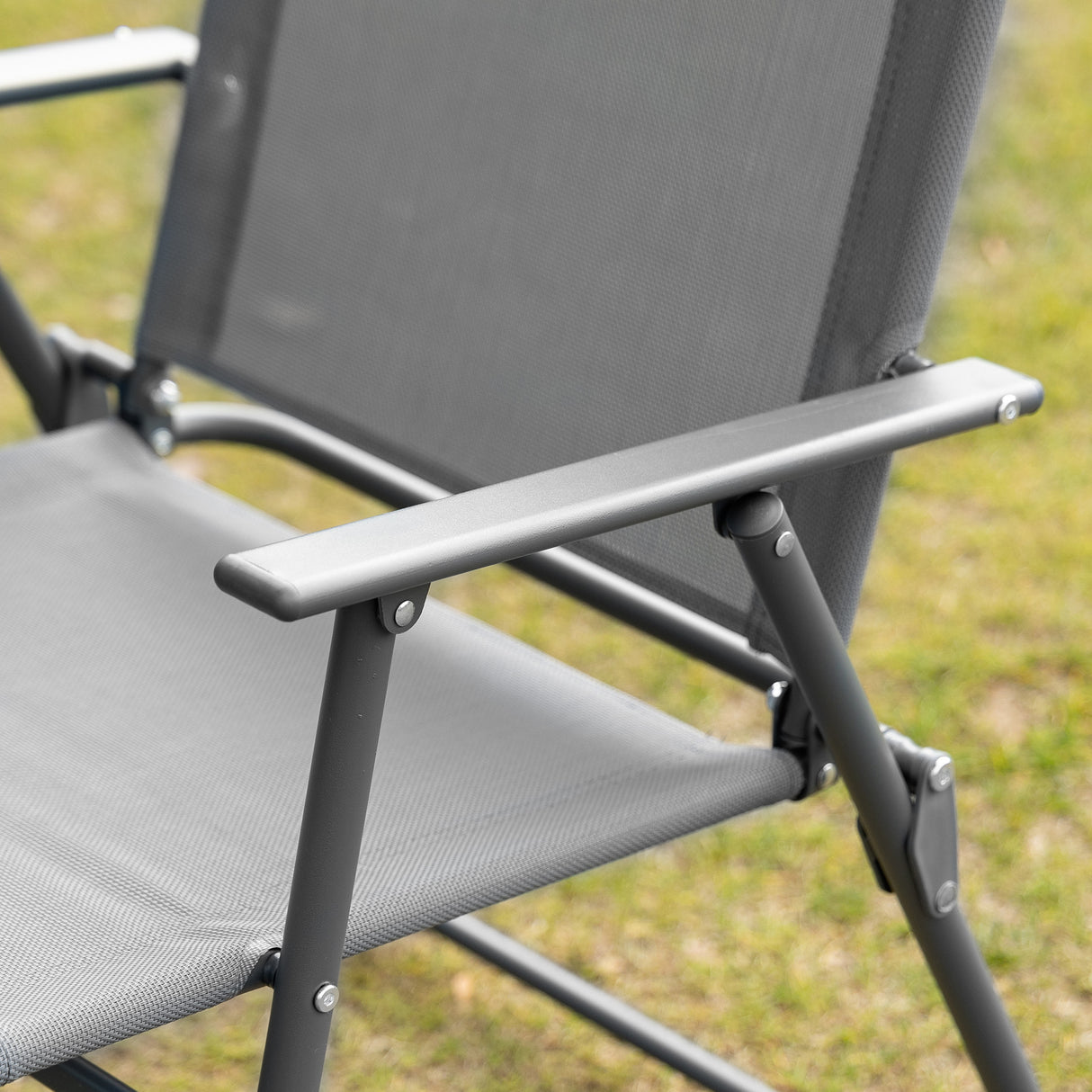 easycomfort easycomfort set tavolo con 6 sedie pieghevoli e ombrellone piano in vetro e sedute in tessuto grigio