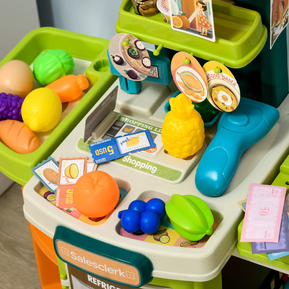 easycomfort easycomfort supermercato giocattolo per bambini 3 6 anni con cassa e accessori design pieghevole a trolley