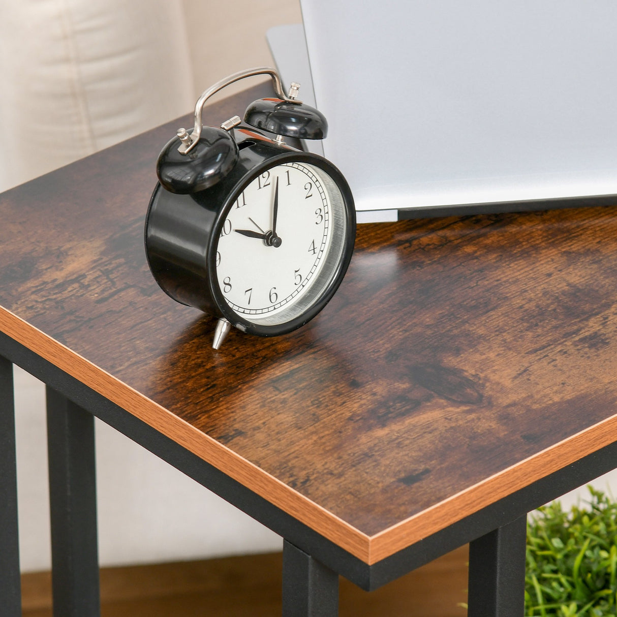 easycomfort easycomfort tavolino angolare per divano e letto con 4 rotelle in legno stile industrial 51x36x61 cm