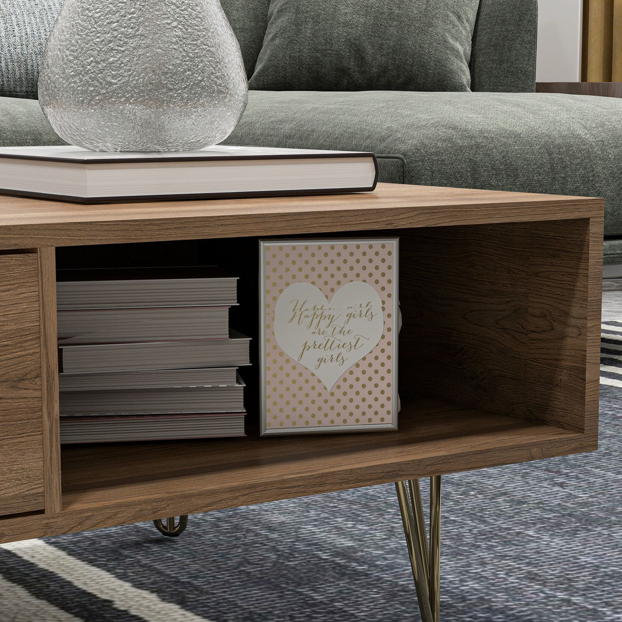 easycomfort easycomfort tavolino da caffe con 2 ripiani aperti e 2 cassetti in truciolato e metallo 95x62x36 5 cm