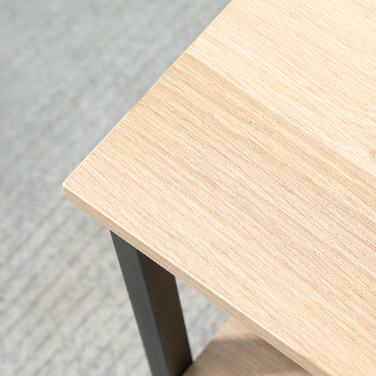 easycomfort easycomfort tavolino da caffe con mensola inferiore in acciaio e legno 45x35x48cm