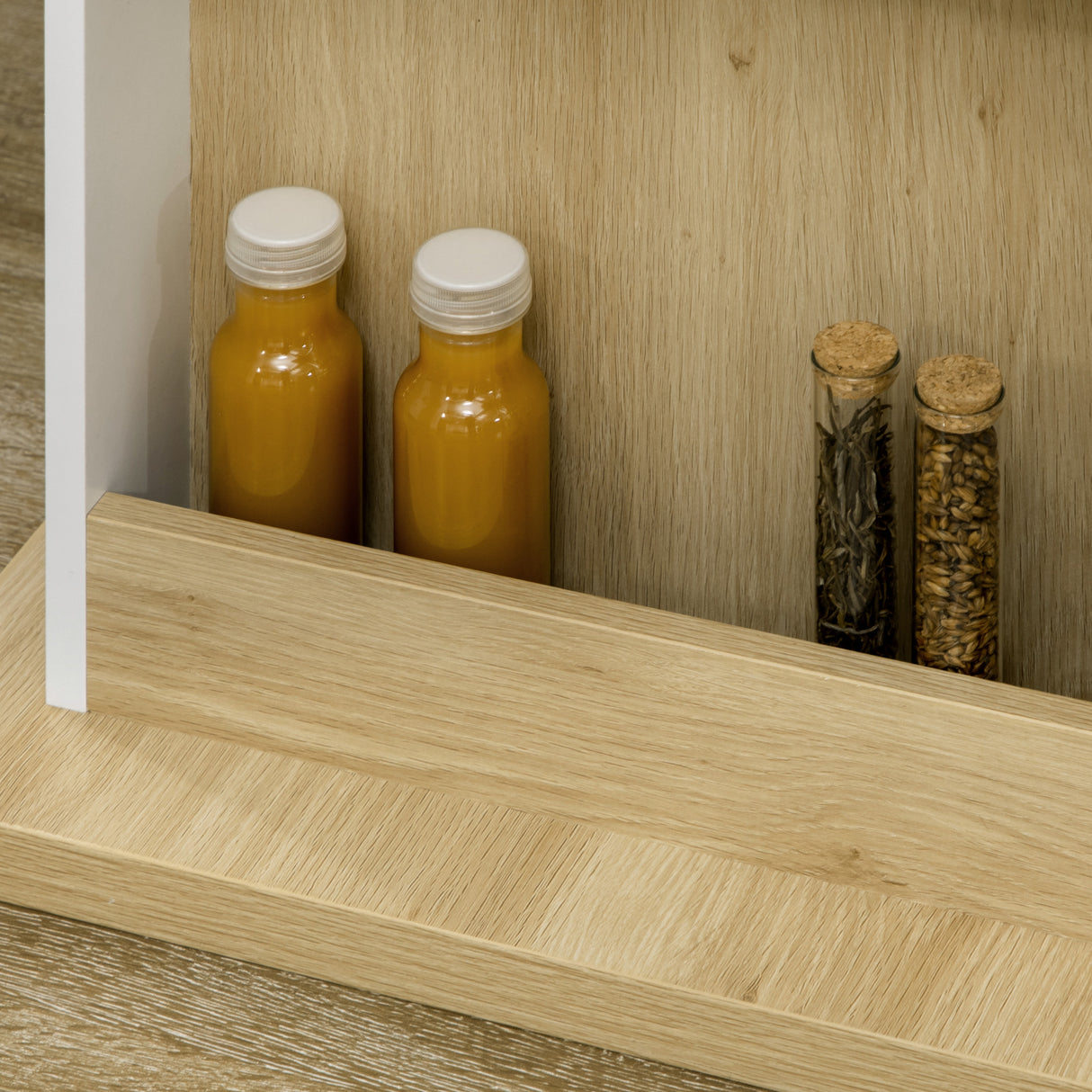 easycomfort easycomfort tavolo da cucina per 4 6 persone con armadietti a 2 ante 110x70x75 5cm bianco e legno