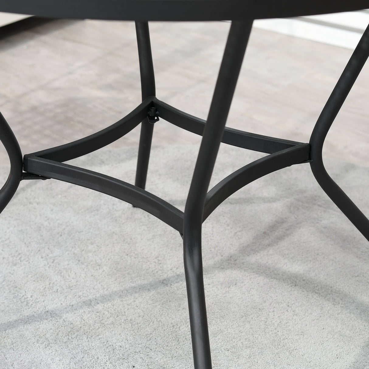 easycomfort easycomfort tavolo da giardino rotondo in metallo con piano dappoggio a rete 91x71 5cm nero