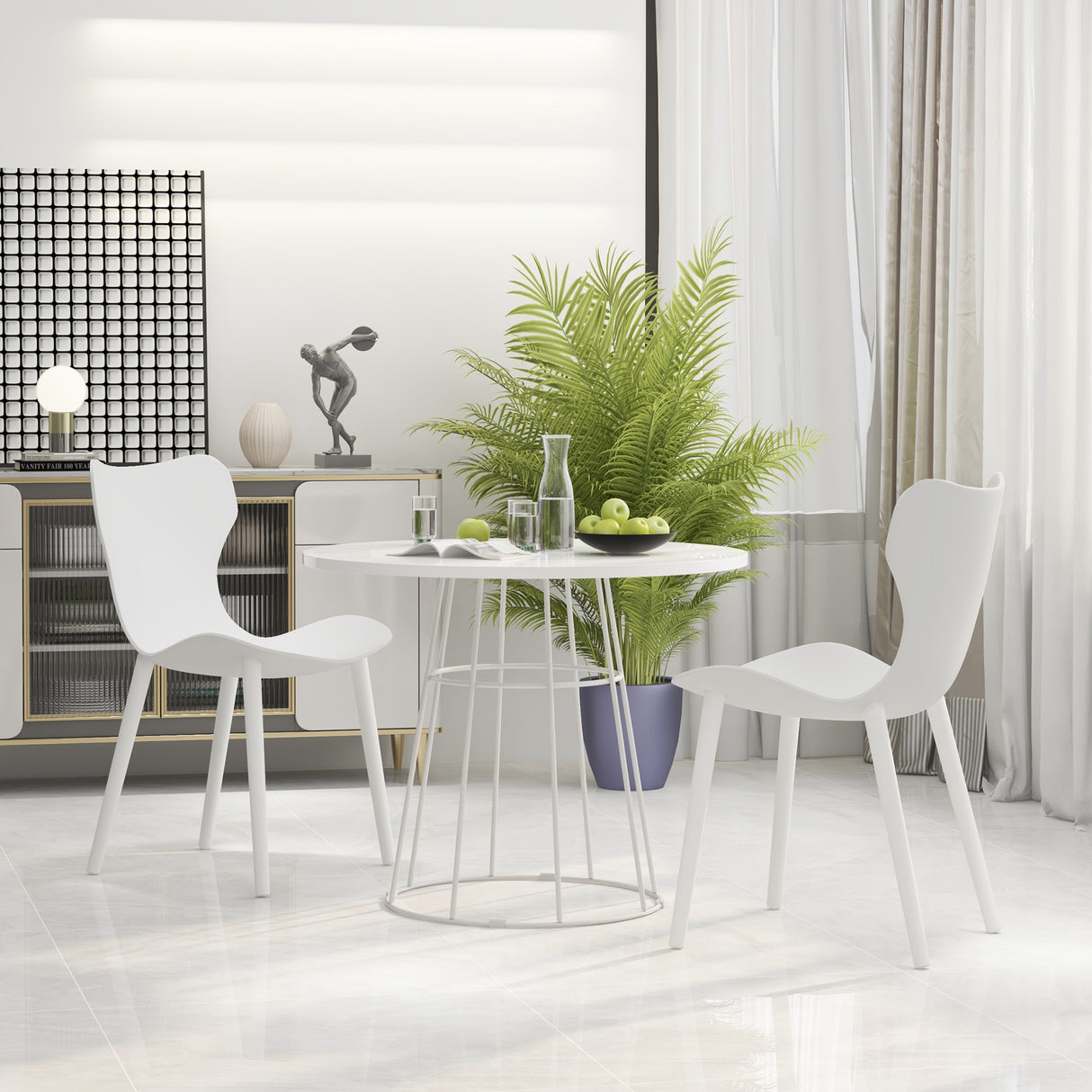 easycomfort easycomfort tavolo rotondo per 4 persone con struttura in acciaio e mdf 80 5x74 6cm bianco