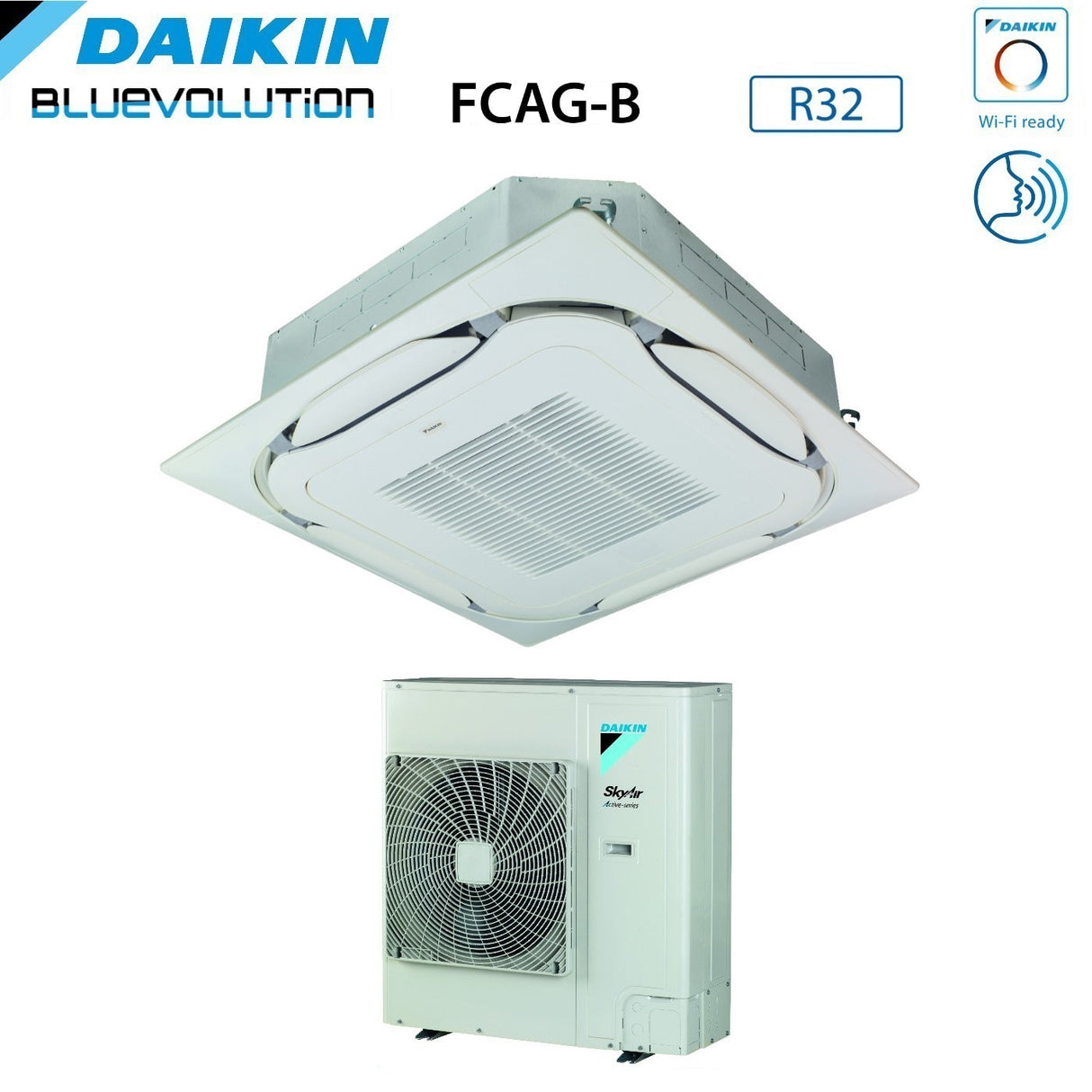 daikin climatizzatore condizionatore daikin bluevolution a cassetta round flow 42000 btu fcag125b azas125mv1 r 32 wi fi optional con griglia standard inclusa