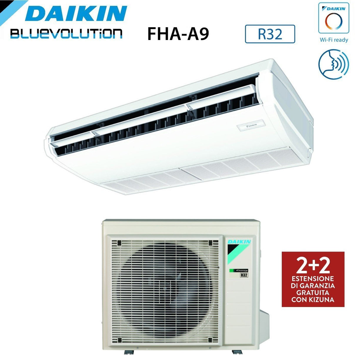 daikin climatizzatore condizionatore daikin pensile a soffitto dc inverter 18000 btu fha50a r 32 wi fi optional con comando a filo garanzia italiana