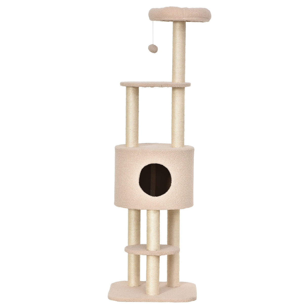 easycomfort easycomfort albero tiragraffi robusto per gatti con 5 livelli cuccia casetta giochi e corda sisal beige max 30kg ean 8054111847629