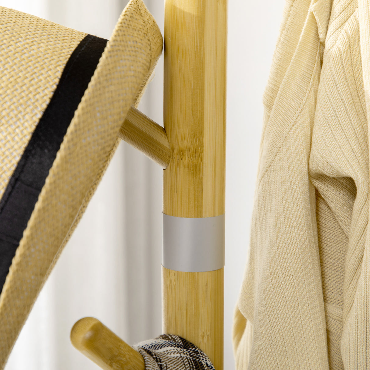 easycomfort easycomfort appendiabiti da terra per ingresso in mdf e bambu con 8 ganci e base rotonda in mdf 37 8x175 6 cm