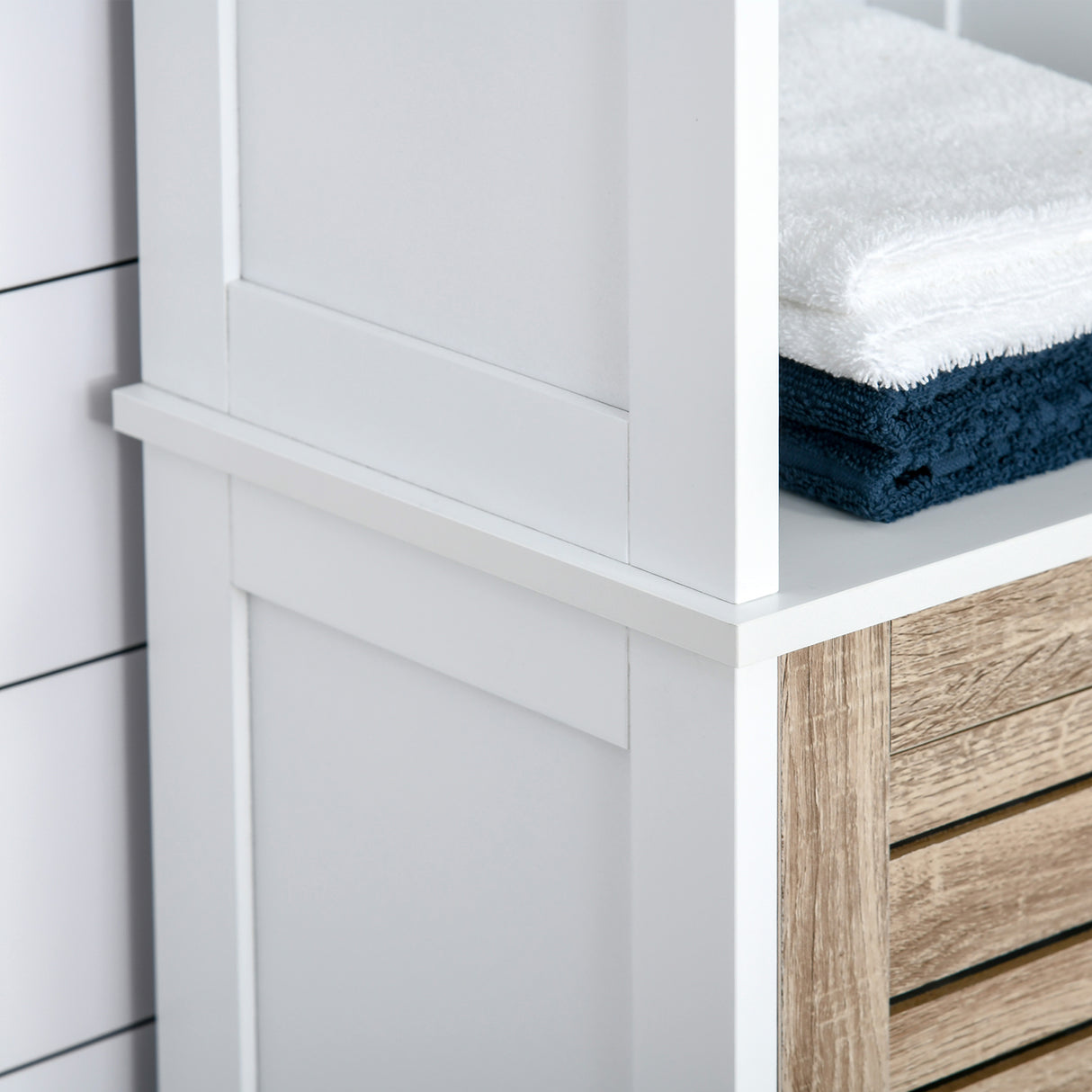 easycomfort easycomfort armadietto da bagno con 3 ripiani aperti e 3 ripiani chiusi regolabili in mdf 34x30x172cm