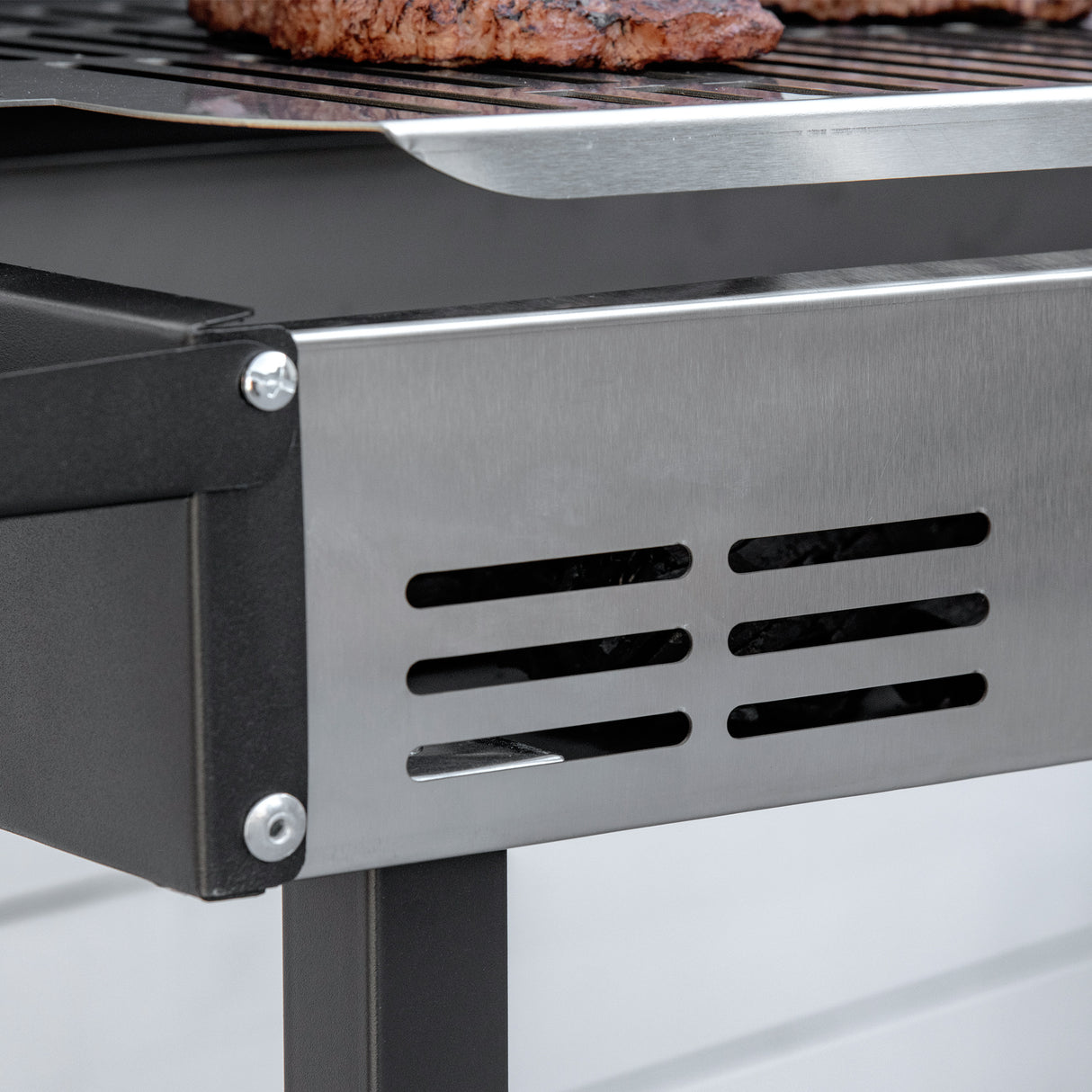 easycomfort easycomfort barbecue a carbone con griglia girarrosto e mensole pieghevoli 118x32x90cm