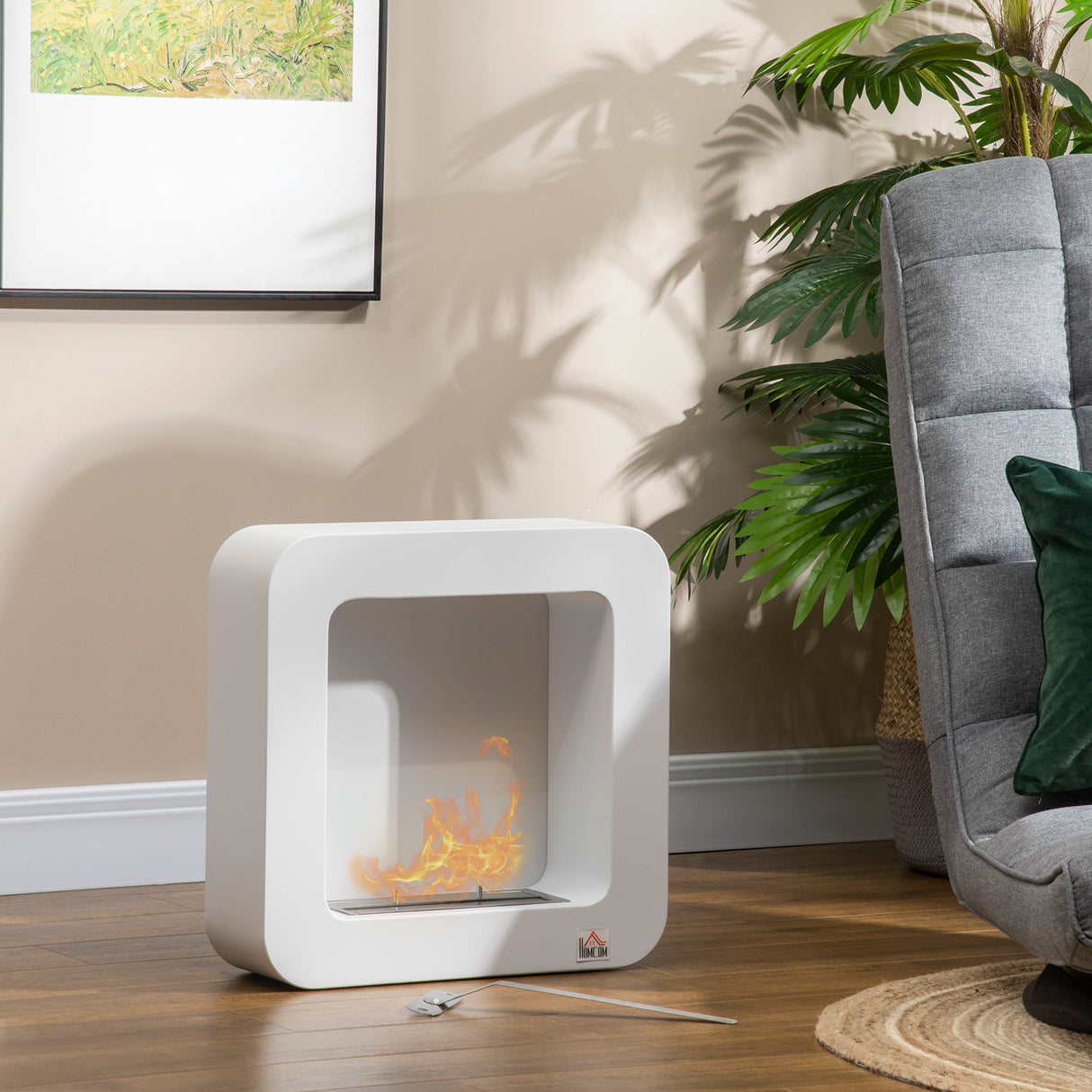 easycomfort easycomfort camino bioetanolo a parete in metallo da 2 5h di combustione con serbatoio 1 5l e copertura 20m 48x18x48 cm bianco