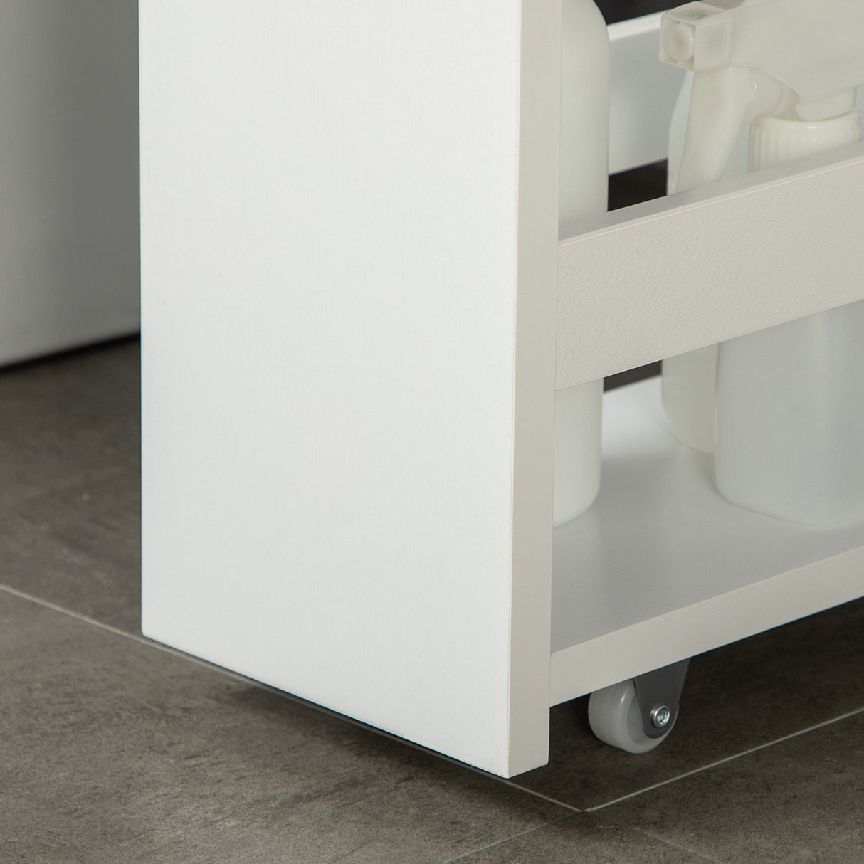 easycomfort easycomfort carrello bagno salvaspazio a 3 ripiani con rotelle e maniglia in legno 48x15x80cm bianco