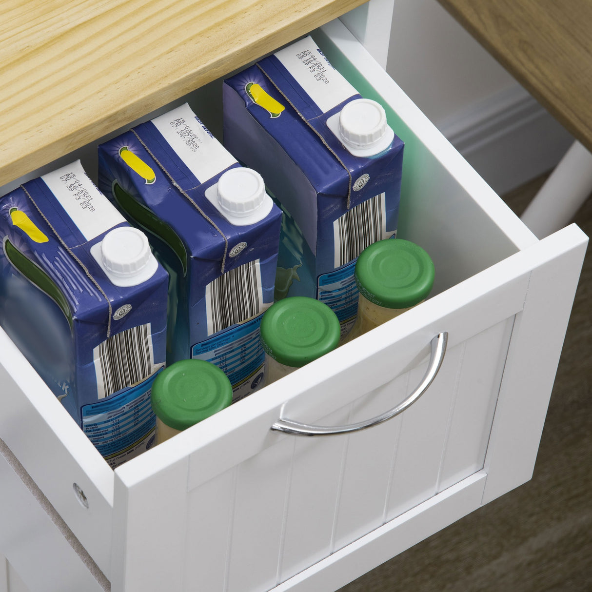 easycomfort easycomfort carrello da cucina con 3 cassetti 2 ripiani aperti e vassoio rimovibile in mdf e legno di pino 67x37x87 cm