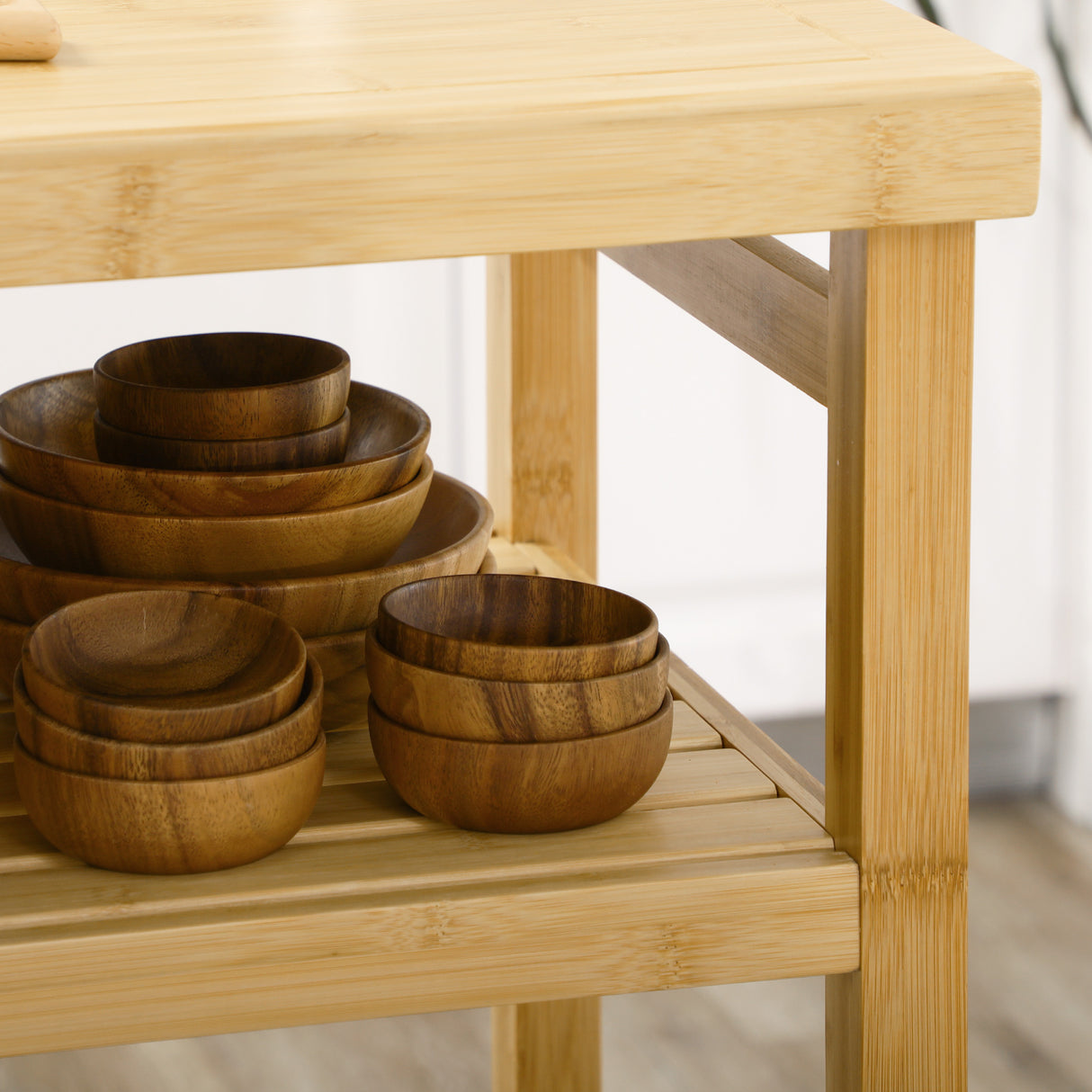 easycomfort easycomfort carrello da cucina in bambu con portasciugamani 2 cassetti e 2 ripiani aperti 83x45x96 cm