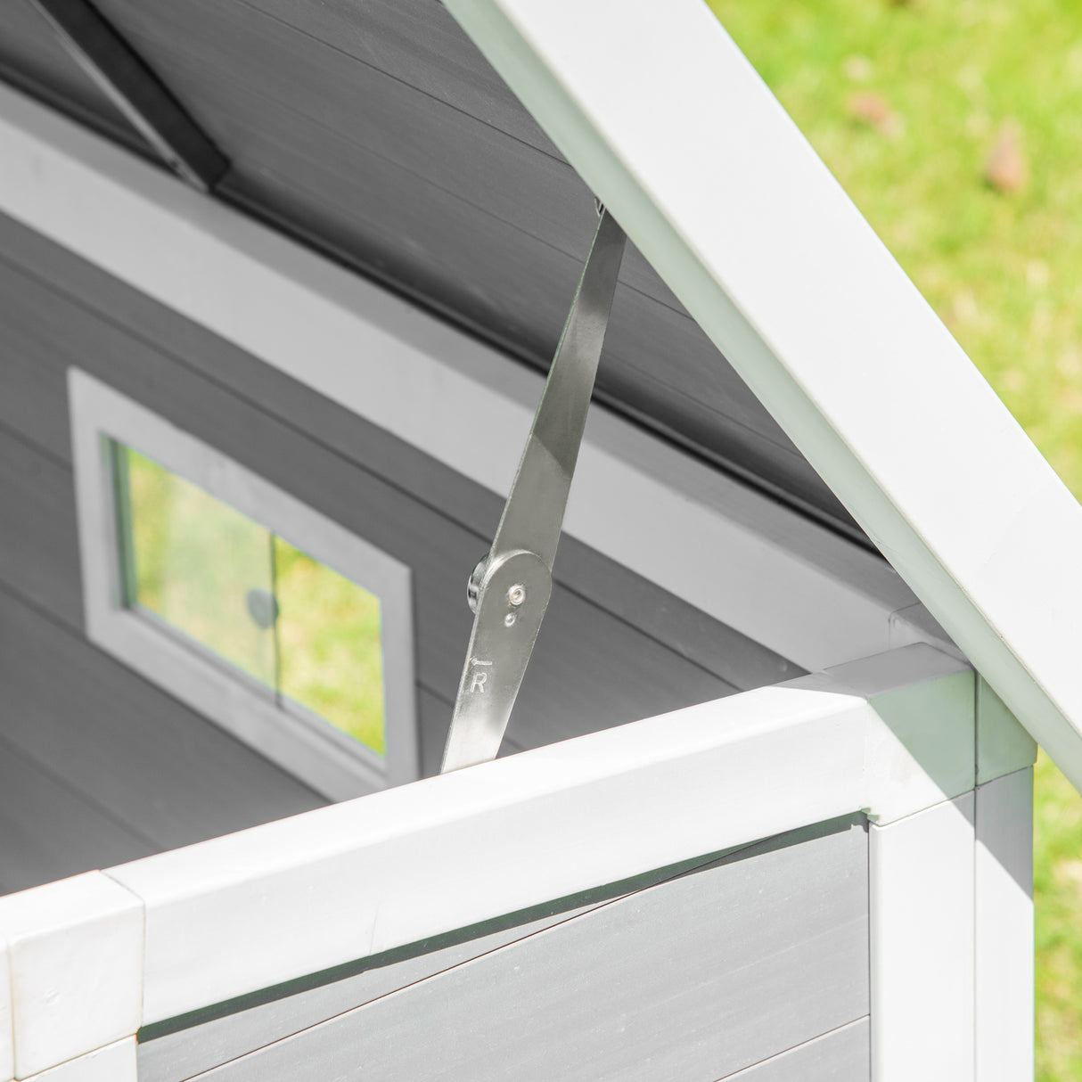 easycomfort easycomfort casetta per cani da esterno con tetto apribile e finestra 102x70x73cm grigio