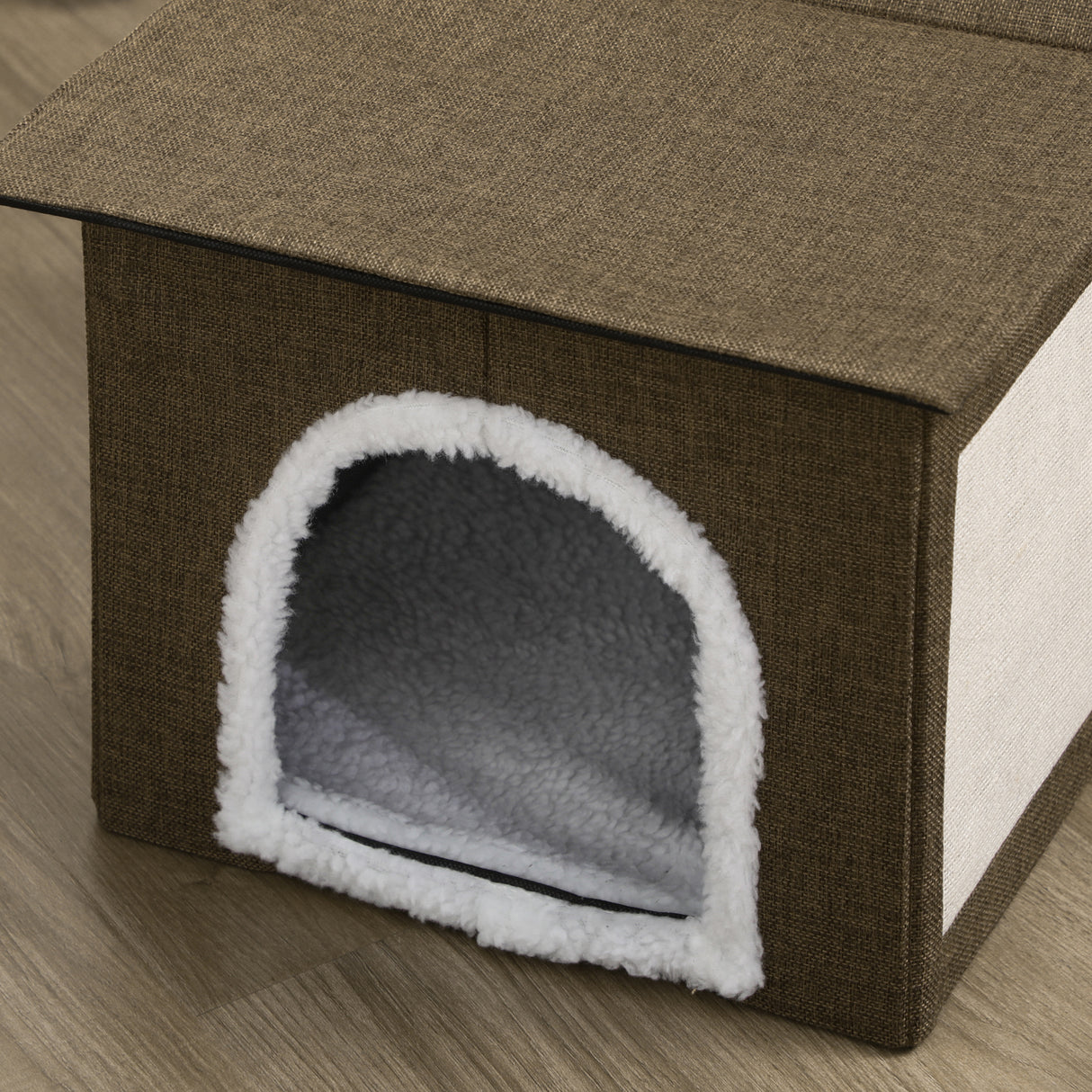 easycomfort easycomfort casetta per gatti con 2 porte pallina da gioco cuscino e tappetino tiragraffi 65x41x45 5 cm