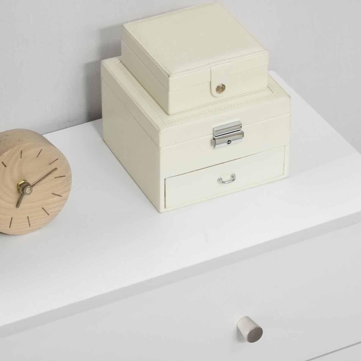 easycomfort easycomfort cassettiera 3 cassetti con maniglie in truciolato e legno di pino per soggiorno e camera 80x30x80 cm bianco