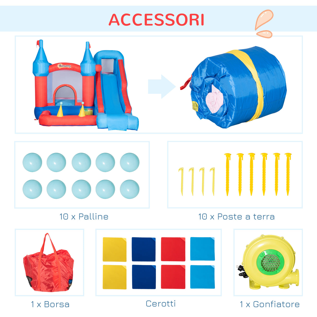 easycomfort easycomfort castello gonfiabile per bambini con scivolo trampolino piscina e parete da arrampicata 333x280x210cm