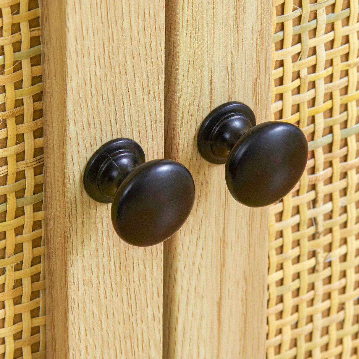 easycomfort easycomfort credenza in stile boho con 2 ante in legno e rattan 80x39x101 8cm naturale