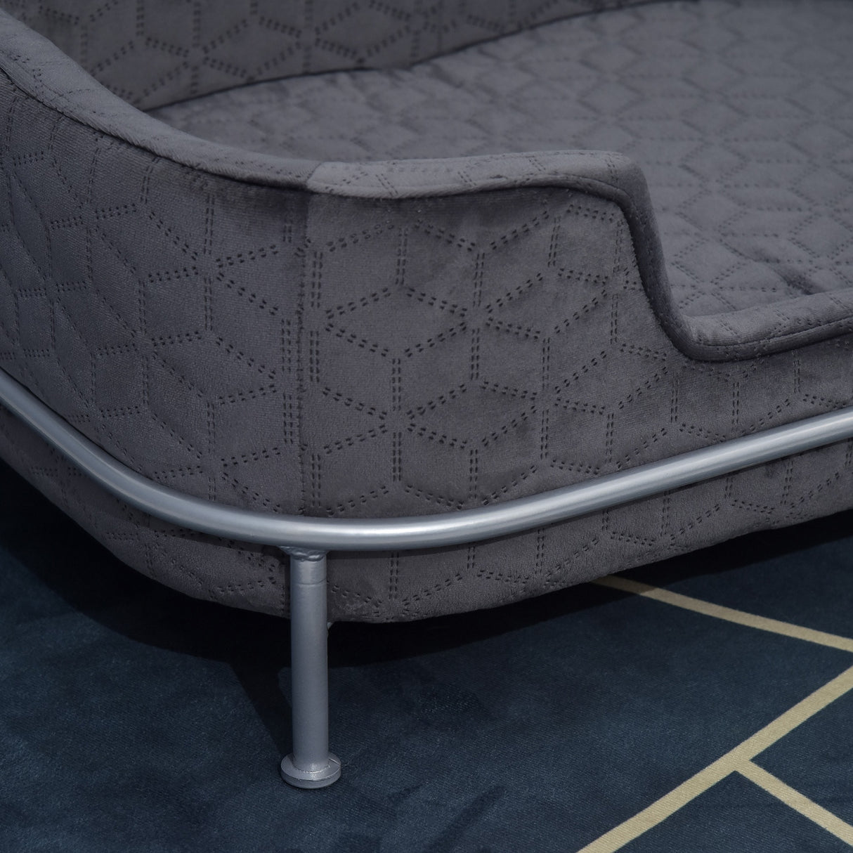 easycomfort easycomfort divano per cani e gatti imbottito in velluto con base in metallo 63 5x43x24 5cm grigio scuro