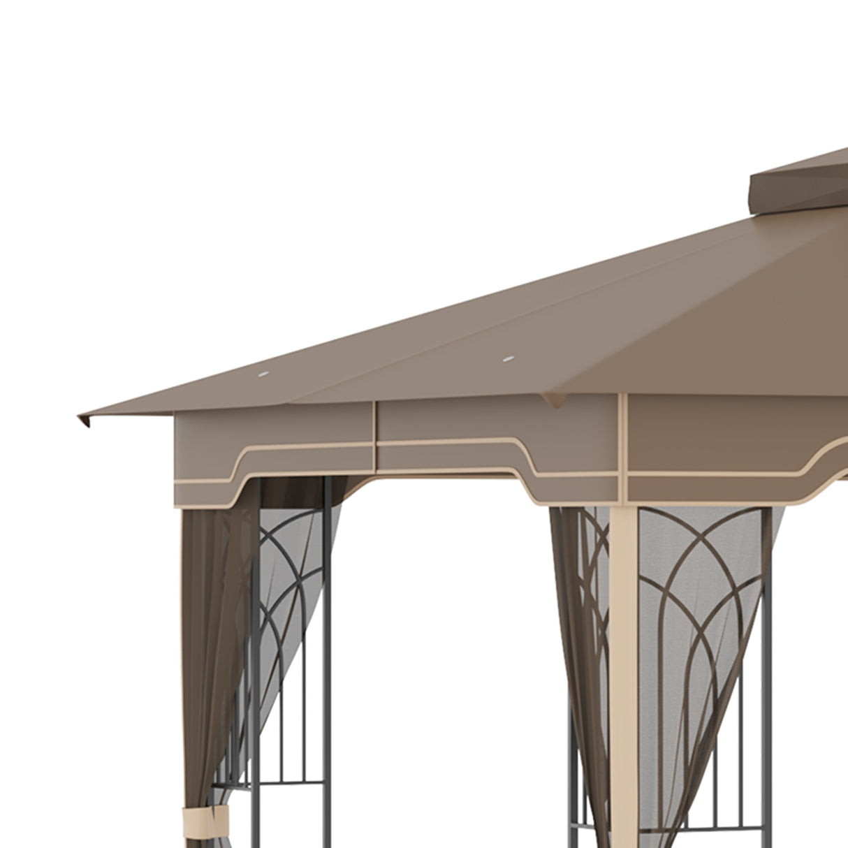 easycomfort easycomfort gazebo da giardino con zanzariera doppio tetto e struttura metallo 3 7x3m marrone e beige