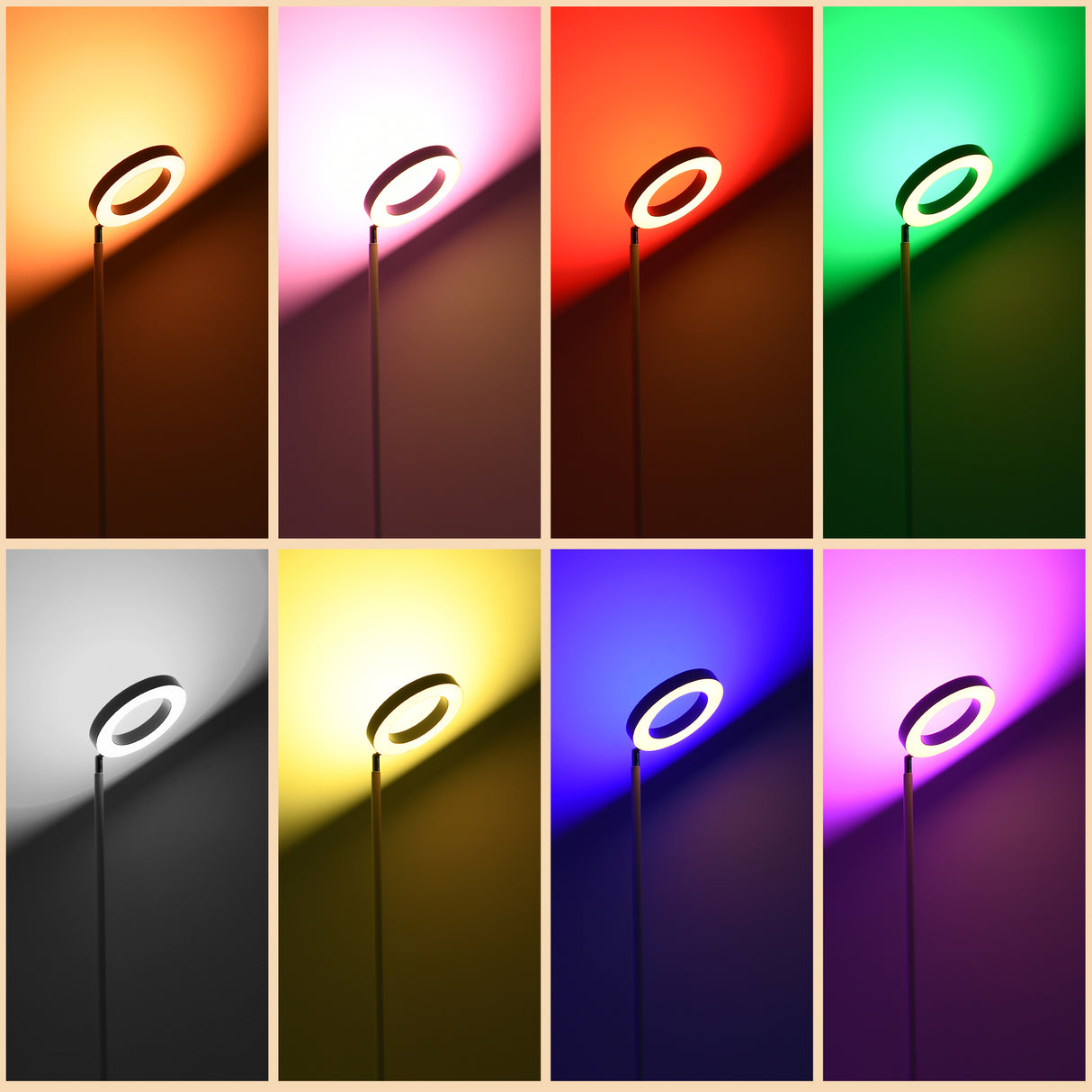 easycomfort easycomfort lampada da terra compatibile con alexa e google home con luce rgb in acciaio 25x168 cm bianca