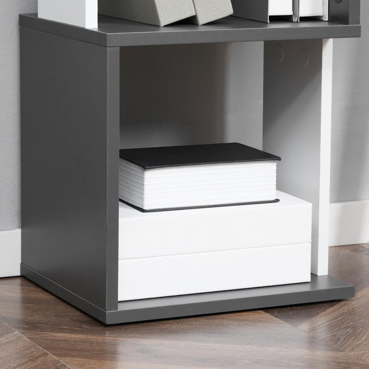 easycomfort easycomfort libreria moderna salvaspazio a 5 ripiani in legno 33x28x161cm grigio e bianco