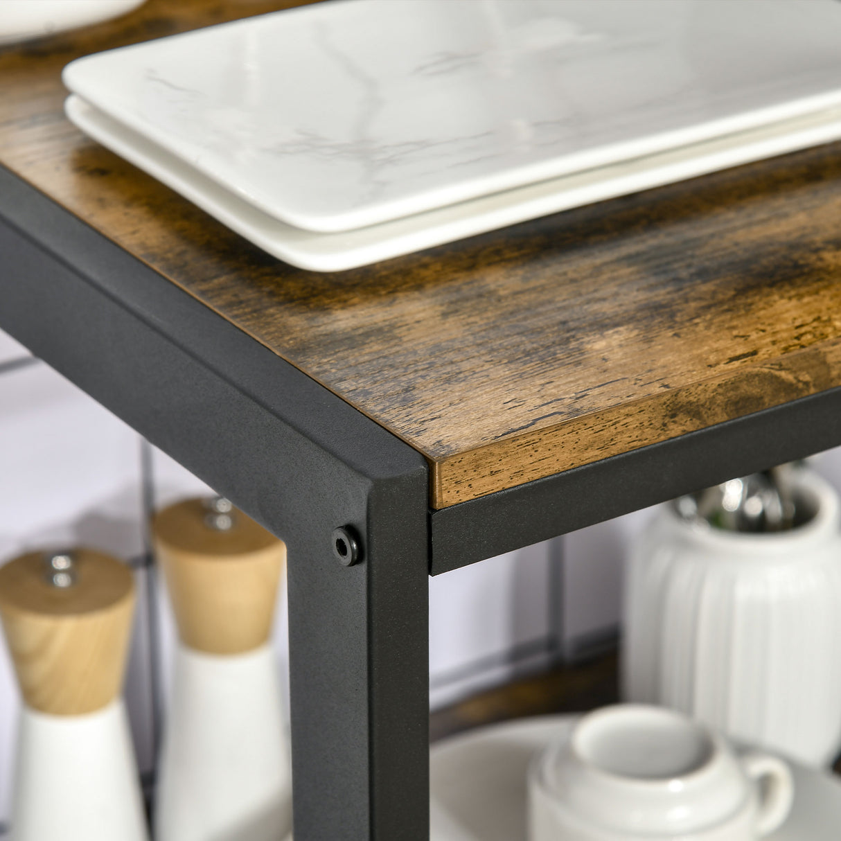 easycomfort easycomfort mobile cucina a 4 livelli con griglia e ganci portaoggetti in acciaio e truciolato 84 4x40x170 cm