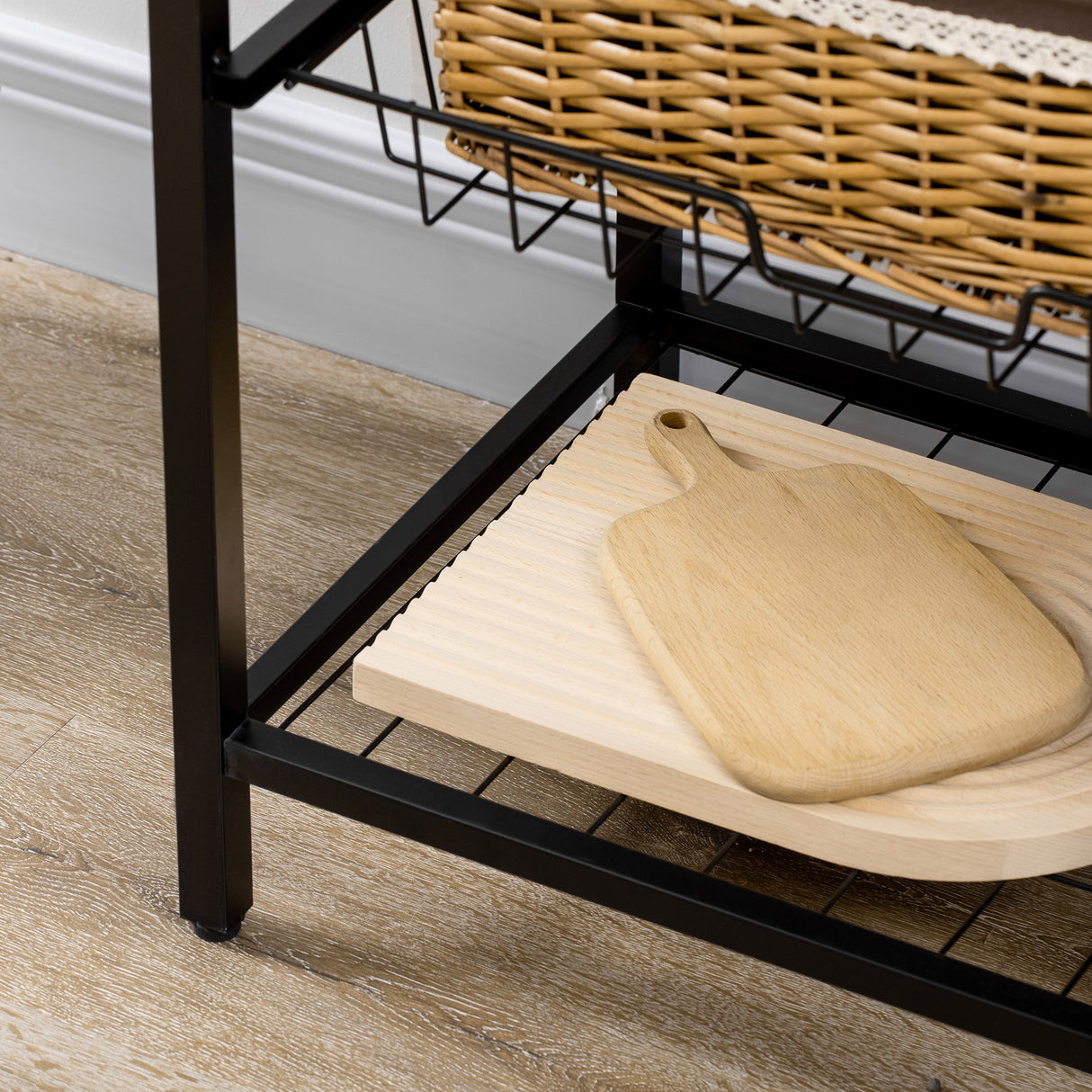 easycomfort easycomfort mobile cucina con 5 ganci 3 ripiani e 4 cestelli in mdf e acciaio 83 5x39x133 cm marrone