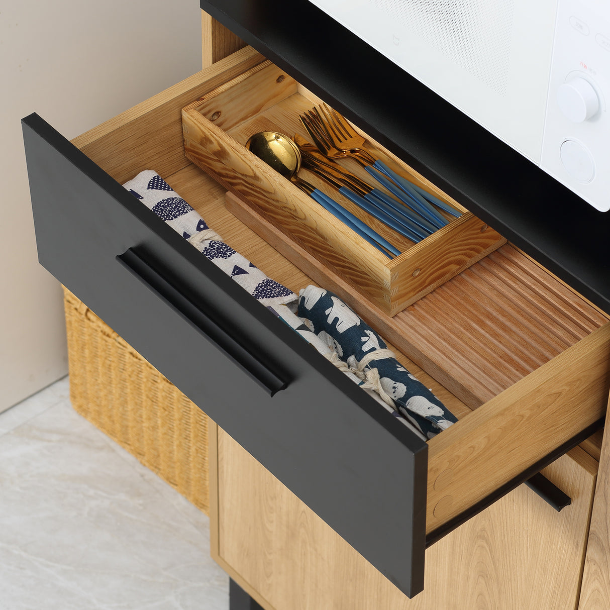 easycomfort easycomfort mobile cucina moderno in truciolato e legno di pino con cassetti e ripiani regolabili 90x40x180 cm