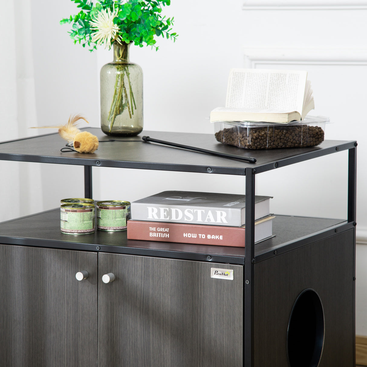 easycomfort easycomfort mobile per lettiera gatti in legno e acciaio con 2 ante magnetiche 70x55x65 5cm nero