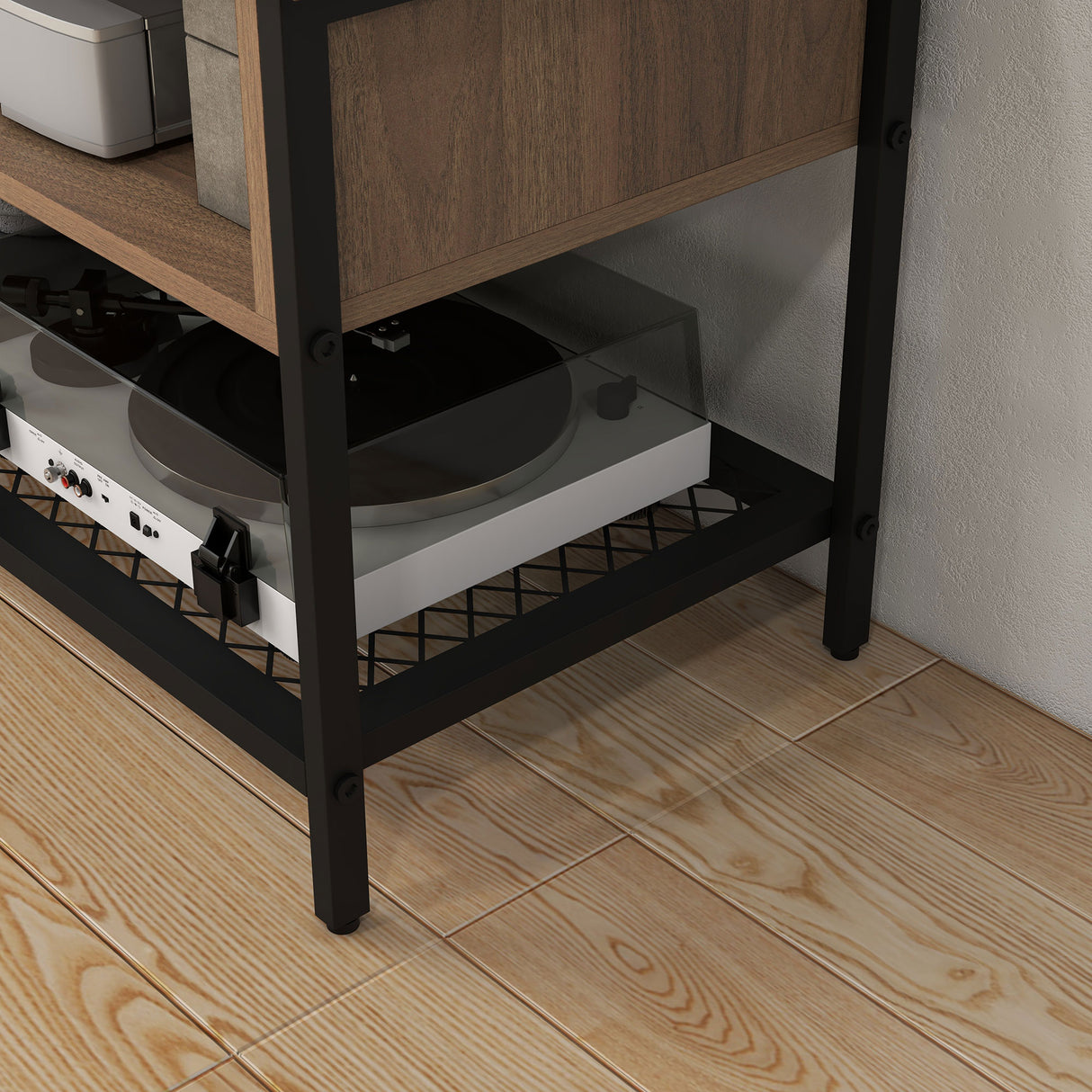 easycomfort easycomfort mobile porta tv fino 48 stile industriale in legno e acciaio 110x40x48cm marrone e nero