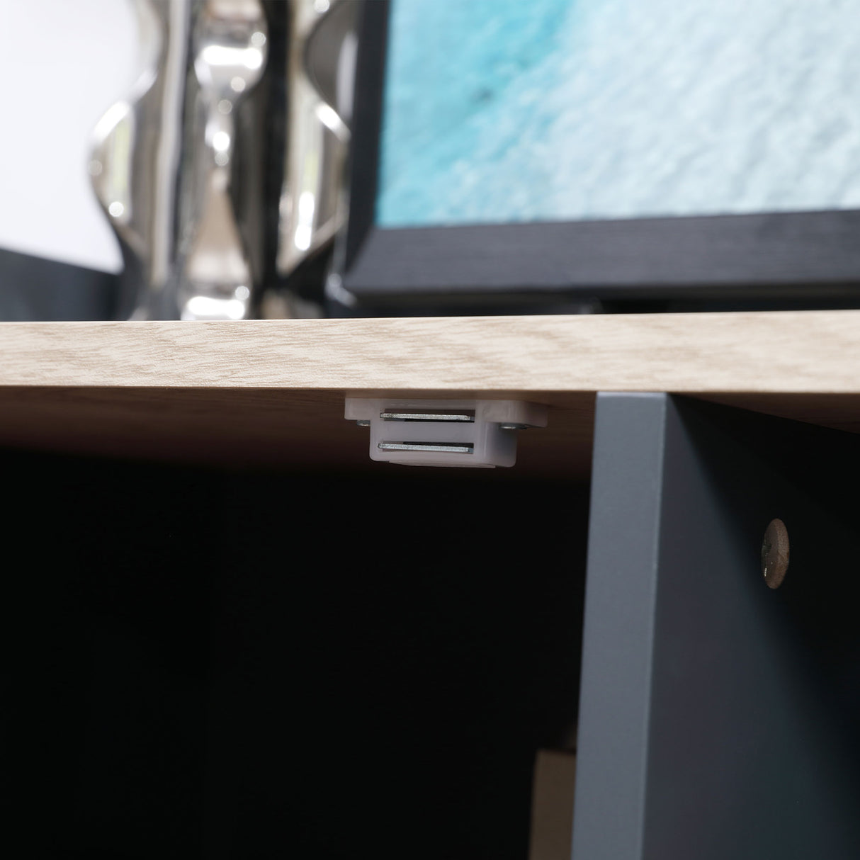 easycomfort easycomfort mobile porta tv fino a 55 con ripiano cassetto e armadietti 120x40x65cm grigio