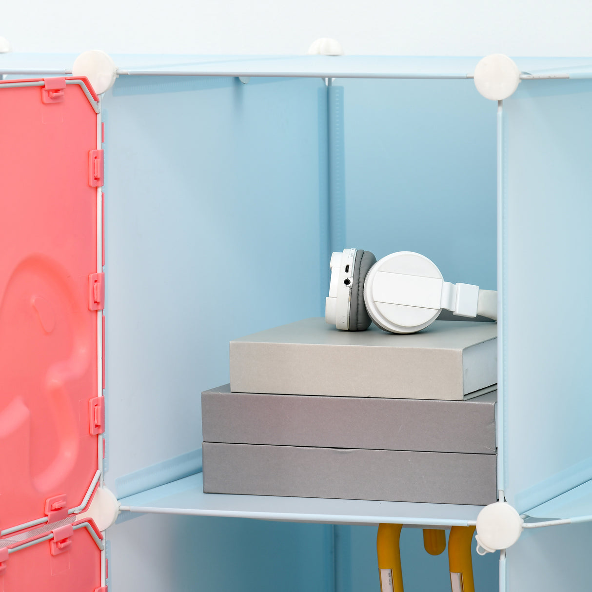 easycomfort easycomfort mobile scarpiera modulare salvaspazio a fungo 16 cubi in acciaio e pp 145x47x145 cm rosa e blu