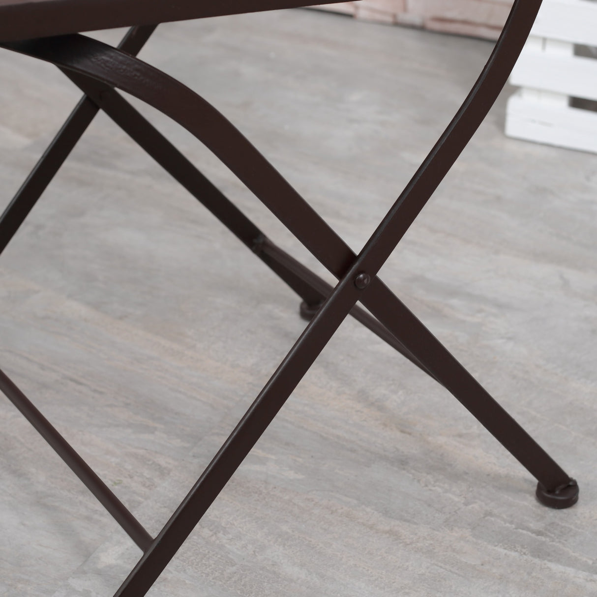 easycomfort easycomfort mobili da giardino set 3 pezzi con 2 sedie pieghevoli e 1 tavolino rotondo in metallo e ceramica