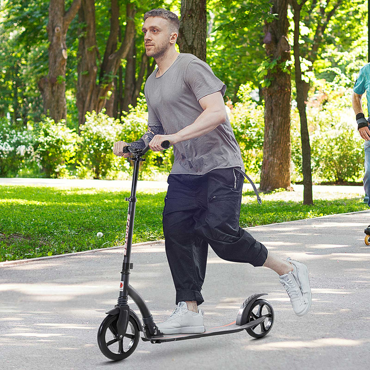 easycomfort easycomfort monopattino a spinta pieghevole per adulti e bambini in alluminio ruote grandi manubrio regolabile 87 101 5cm fino 100kg nero