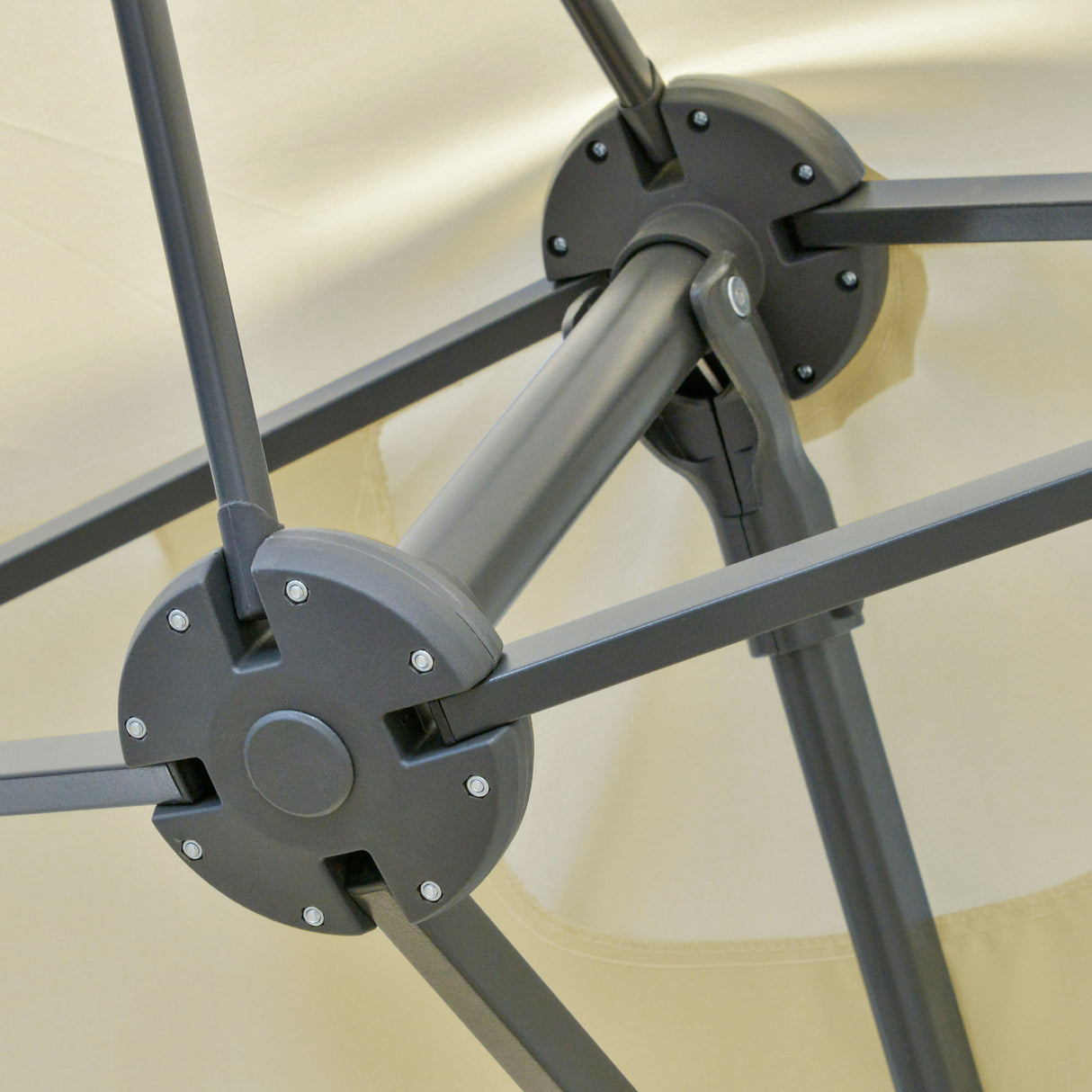 easycomfort easycomfort ombrellone doppio in acciaio e poliestere anti uv impermeabile crema 440x270x250cm