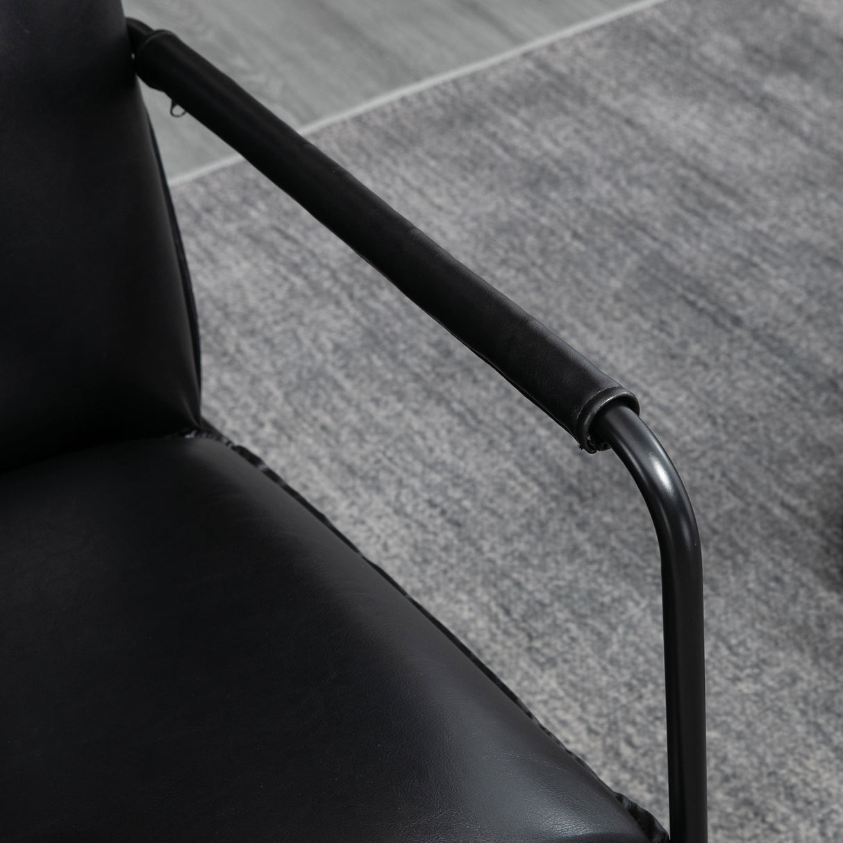 easycomfort easycomfort poltroncina da camera imbottita stile industriale similpelle pu e acciaio 60x59x78cm nero