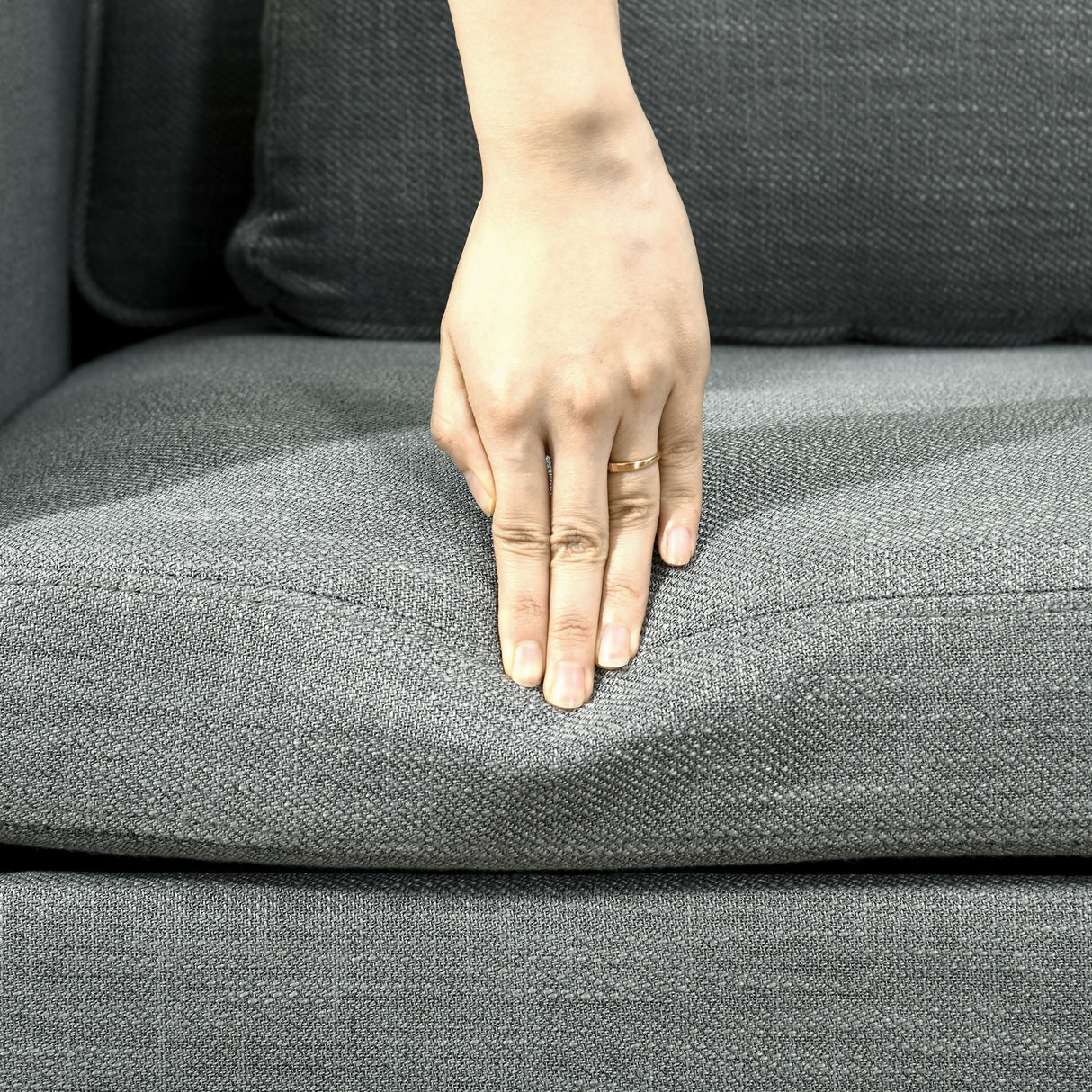 easycomfort easycomfort poltroncina moderna con tessuto effetto lino gambe in acciaio e tasche laterali 72x72x90cm grigio