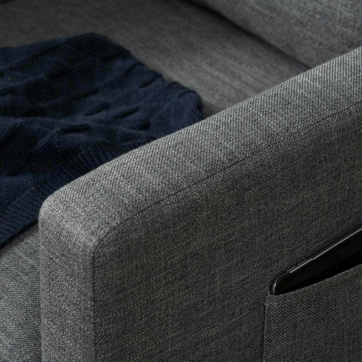 easycomfort easycomfort poltroncina moderna con tessuto effetto lino gambe in acciaio e tasche laterali 73x79x87cm grigio