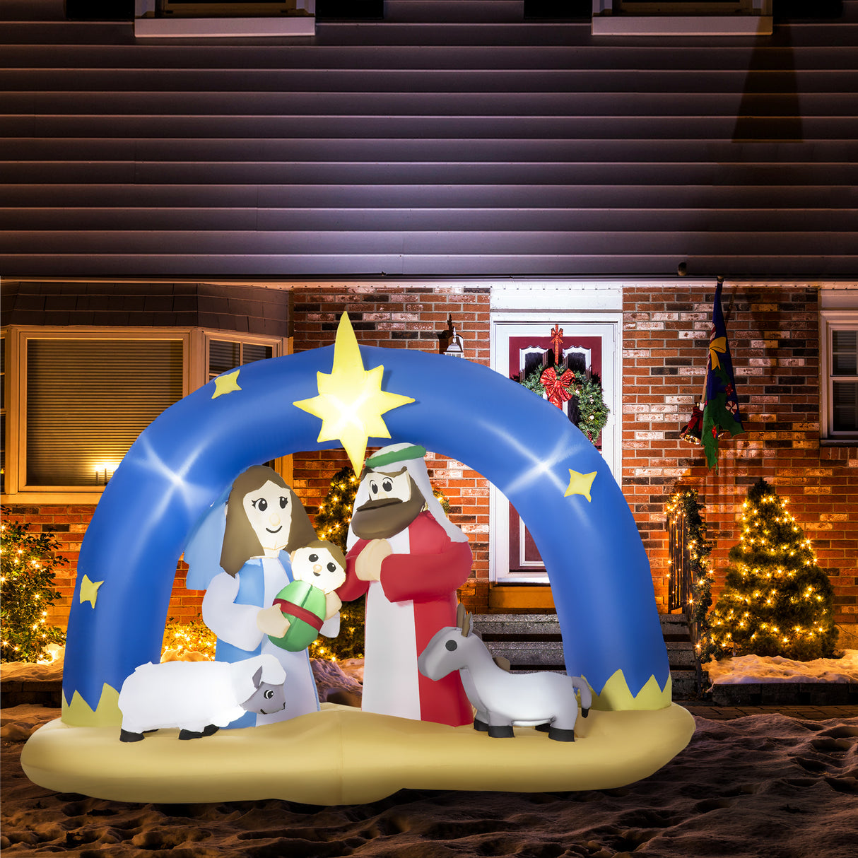 easycomfort easycomfort presepe di natale gonfiabile con 5 luci led integrate e gonfiatore incluso 206x95x157cm