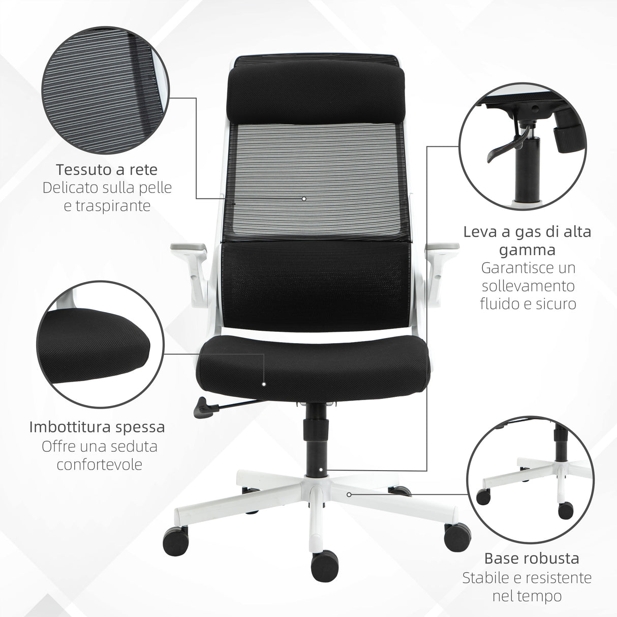 easycomfort easycomfort sedia da ufficio reclinabile ad altezza regolabile con braccioli ribaltabili 77x75x115 125 cm