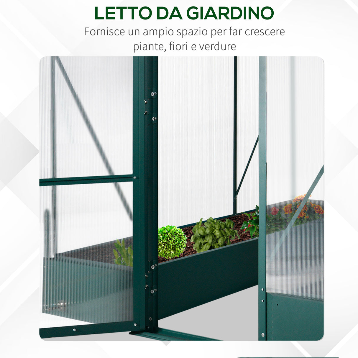 easycomfort easycomfort serra da giardino in policarbonato e alluminio con finestre e base inclusa 190x190x220 cm